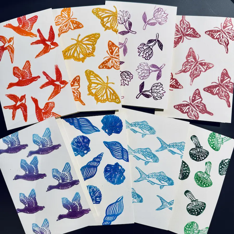 Lino Art Workshop : Stamps for Cards & Package