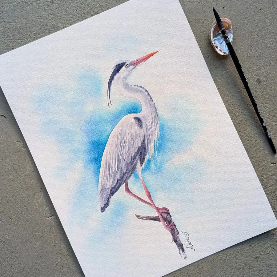 Guided Painting: Crane (watercolor)
