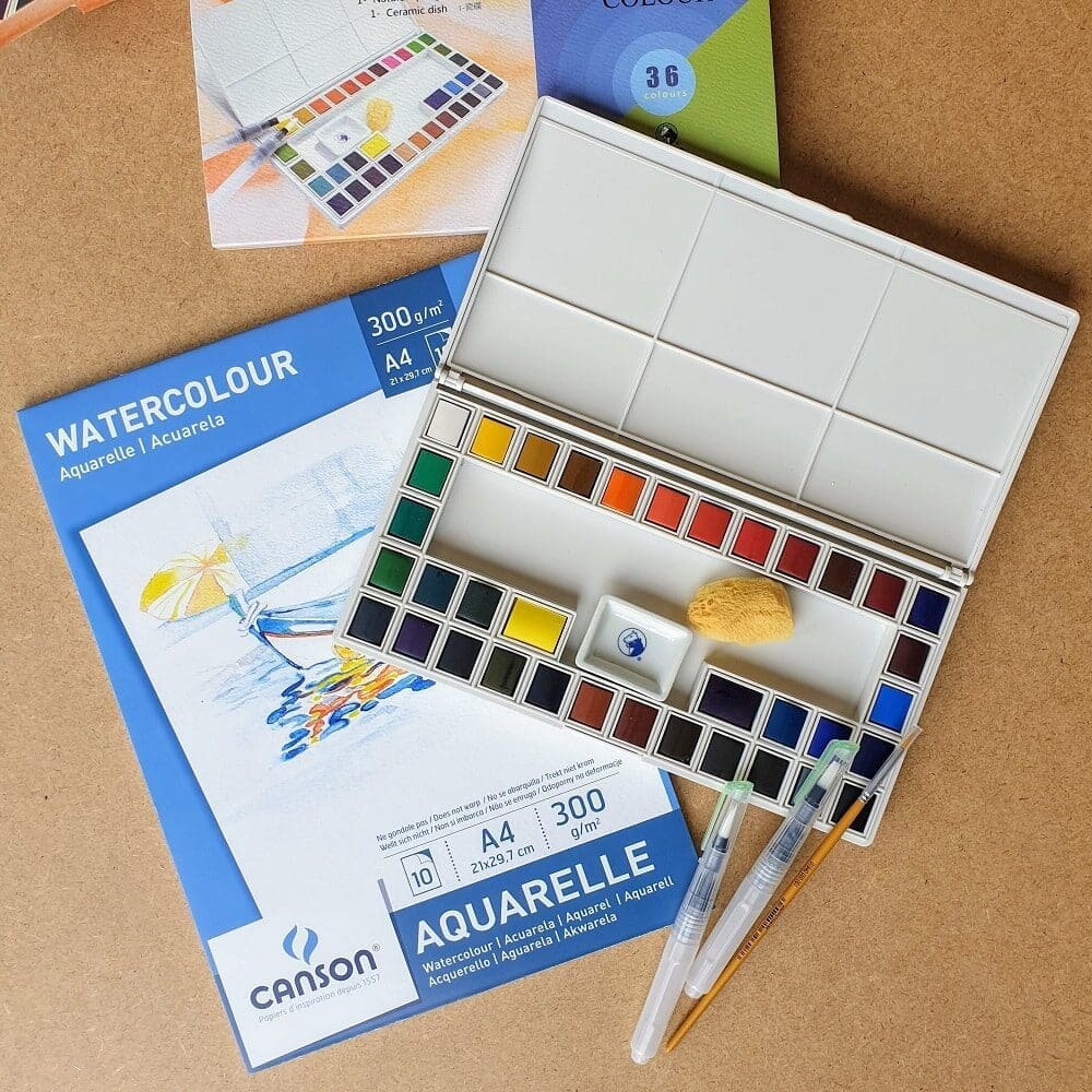 Watercolor Starter Sets (24/36 Colors + 250gsm Paper + Freebies