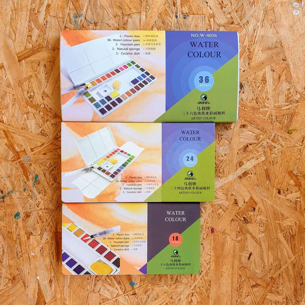 Watercolor Starter Sets (18/24/36 Colors + 300gsm Paper + Freebies