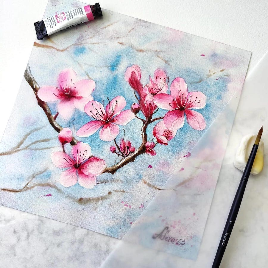 Guided Painting: Cherry Blossom (Watercolor)