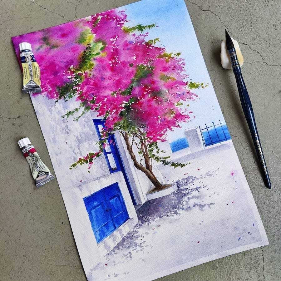 Guided Painting: Bougainvillea Cloud