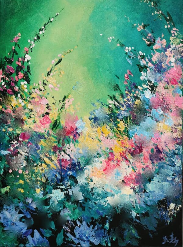 Abstract Floral Workshop with Spatula and Paste