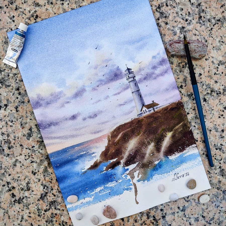 Guided Painting: Light House (watercolor)