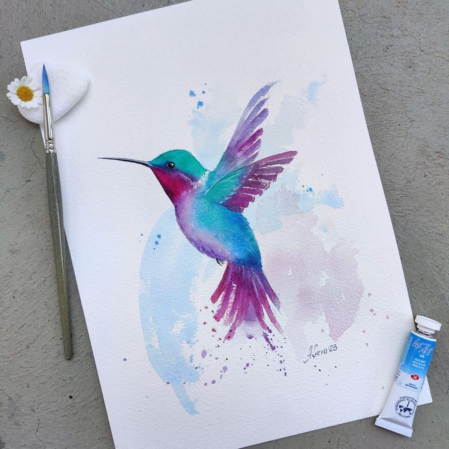 Guided Painting: Humming Bird (watercolor)