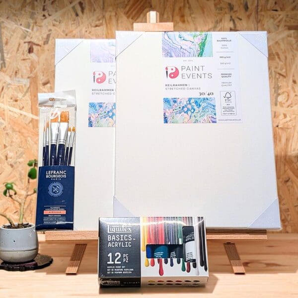 Acryl Starter-Set (2 Leinwände, 6 Pinsel, 12 Farben, 1 Tischstaffelei)
