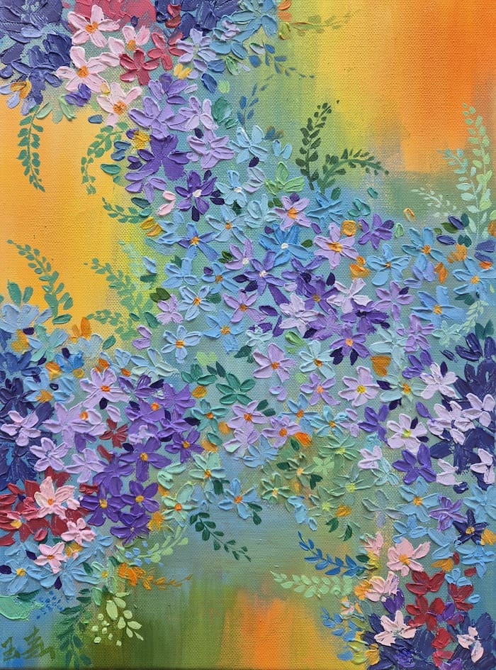 Abstract Floral with Spatula and Paste: Purple Rain